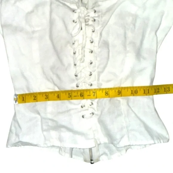 Host Pick 🎉▶️ Reformation ◀️ Paloma White Linen Lace Up Top - Picture 11 of 16